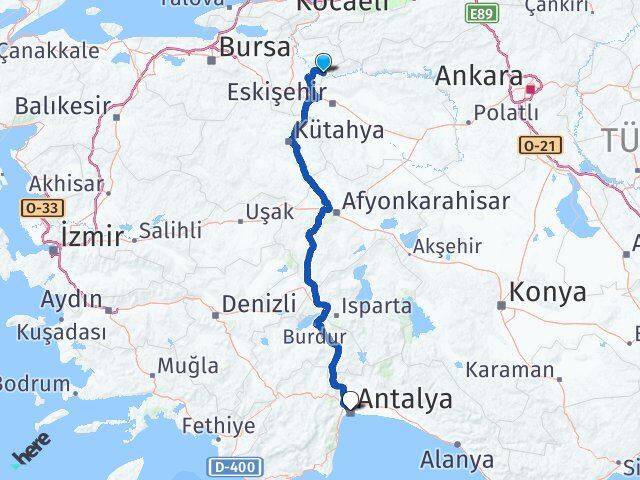 Bilecik İnhisar Antalya Arası Kaç Km - Yol Haritası