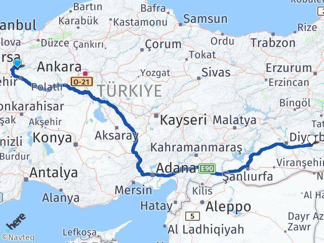 Bilecik İnhisar Batman Arası Kaç Km - Yol Haritası