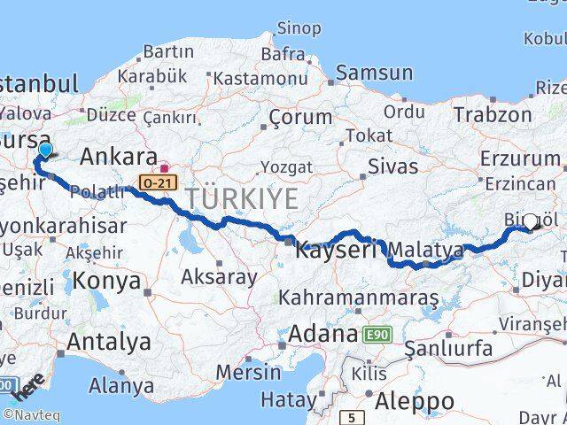 Bilecik İnhisar Bingöl Arası Kaç Km - Yol Haritası
