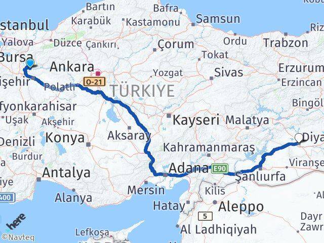 Bilecik İnhisar Diyarbakır Arası Kaç Km - Yol Haritası