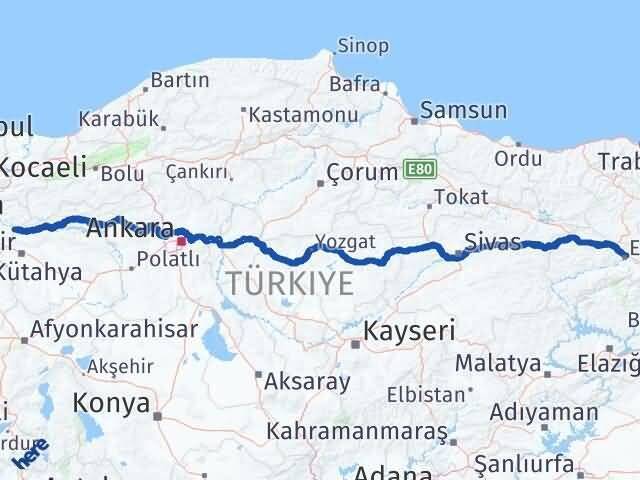 Bilecik İnhisar Erzincan Arası Kaç Km - Yol Haritası