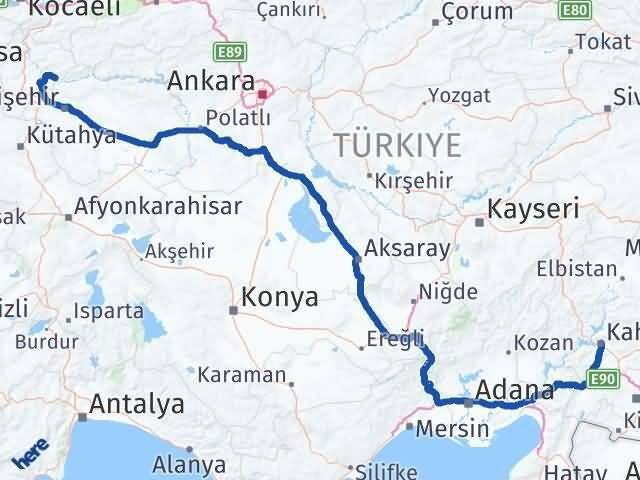 Bilecik İnhisar Kahramanmaraş Arası Kaç Km - Yol Haritası