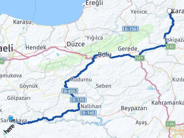 Bilecik İnhisar Karabük Arası Kaç Km - Yol Haritası