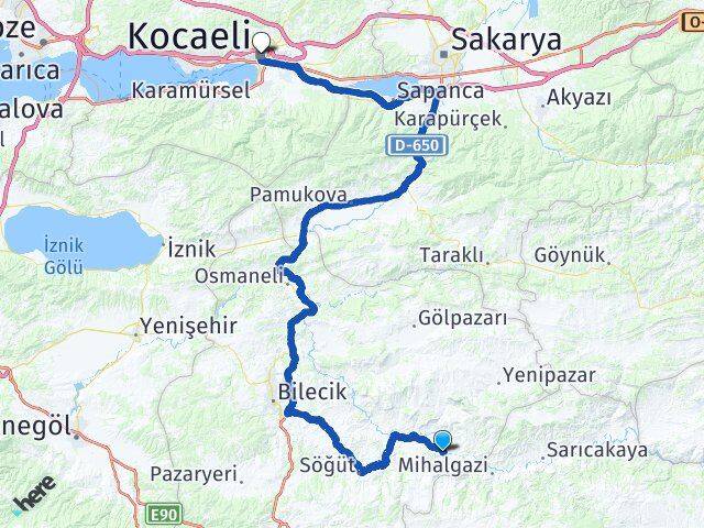Bilecik İnhisar Kocaeli Arası Kaç Km - Yol Haritası