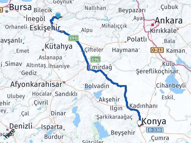 Bilecik İnhisar Konya Arası Kaç Km - Yol Haritası
