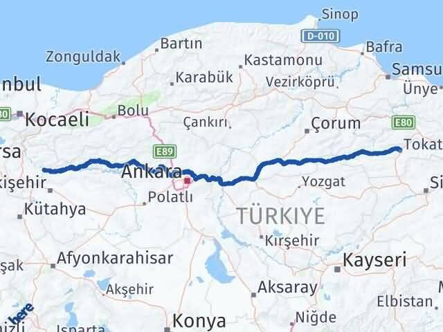 Bilecik İnhisar Tokat Arası Kaç Km - Yol Haritası