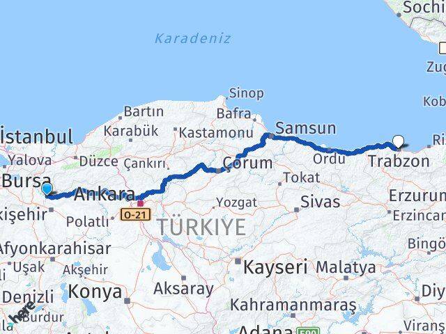 Bilecik İnhisar Trabzon Arası Kaç Km - Yol Haritası