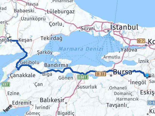 Bilecik İpsala Edirne Arası Kaç Km - Yol Haritası