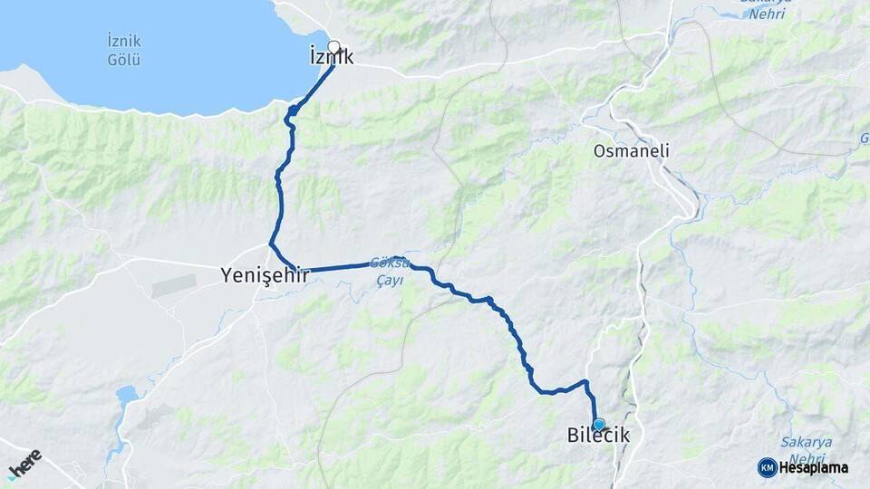Bilecik İznik Bursa Arası Kaç Km - Yol Haritası