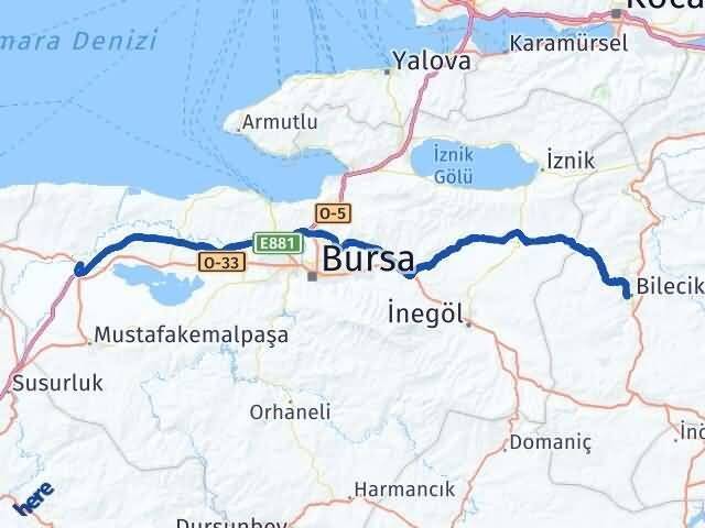 Bilecik Karacabey Bursa Arası Kaç Km - Yol Haritası