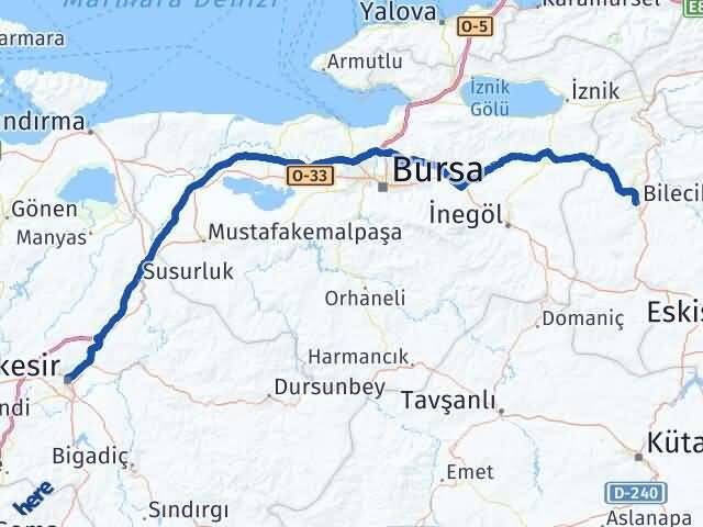 Bilecik Karesi Balıkesir Arası Kaç Km - Yol Haritası