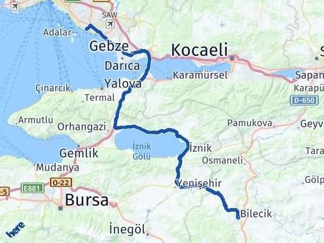 Bilecik Kartal İstanbul Arası Kaç Km - Yol Haritası
