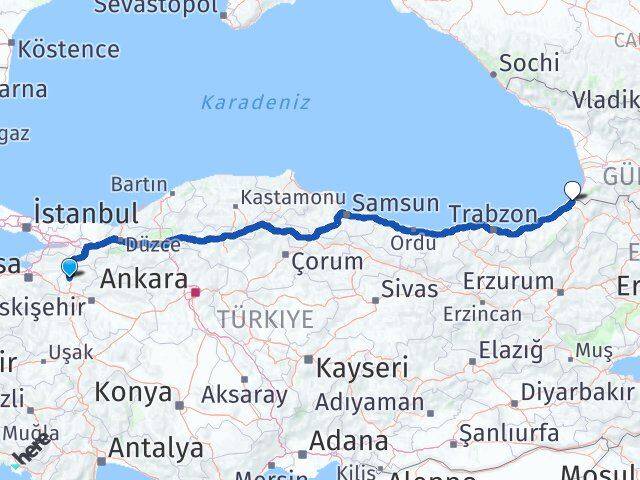 Bilecik Kemalpaşa Artvin Arası Kaç Km - Yol Haritası