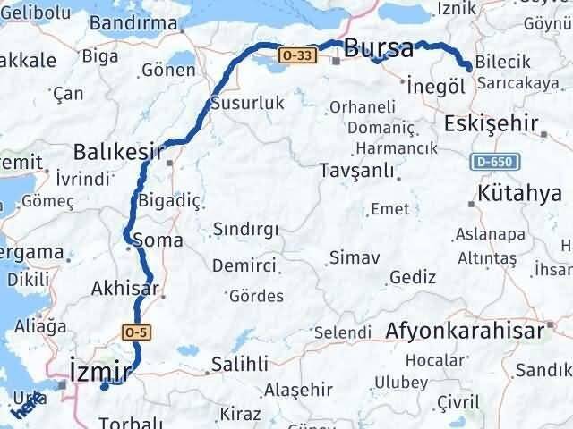Bilecik Kemalpaşa İzmir Arası Kaç Km - Yol Haritası