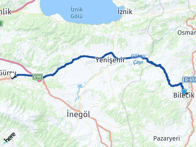 Bilecik Kestel Bursa Arası Kaç Km - Yol Haritası