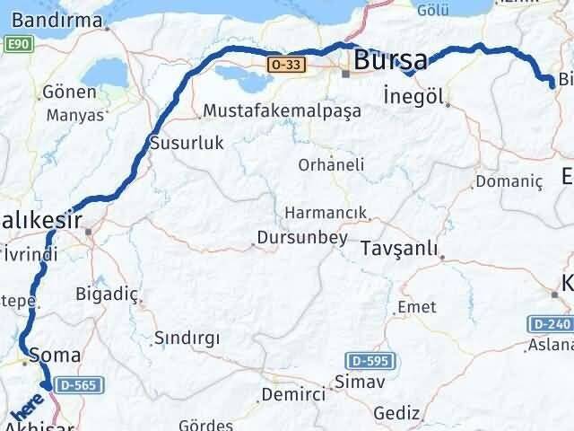 Bilecik Kırkağaç Manisa Arası Kaç Km - Yol Haritası