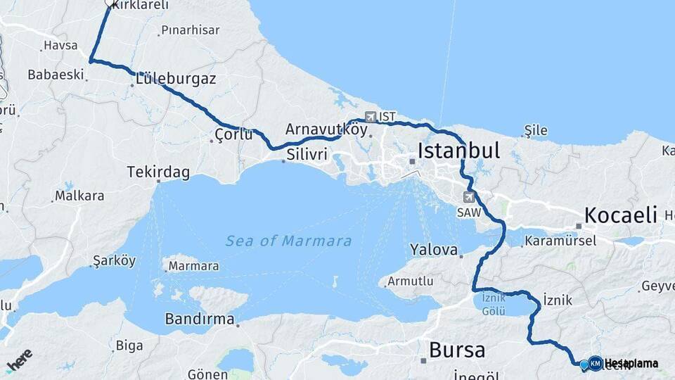 Bilecik Kırklareli Arası Kaç Km - Yol Haritası