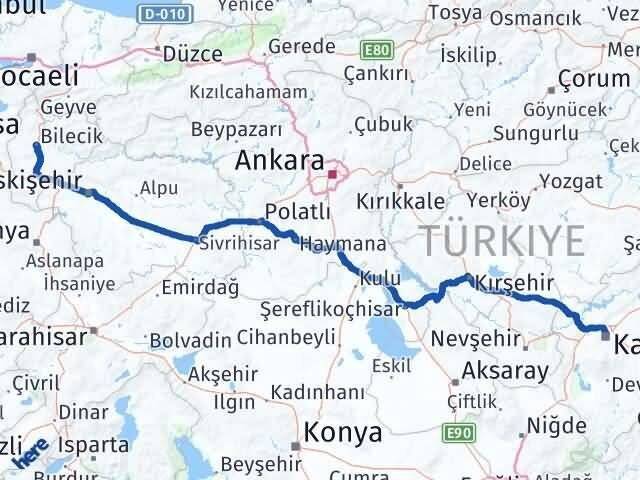Bilecik Kocasinan Kayseri Arası Kaç Km - Yol Haritası
