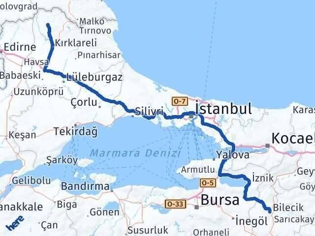 Bilecik Kofçaz Kırklareli Arası Kaç Km - Yol Haritası