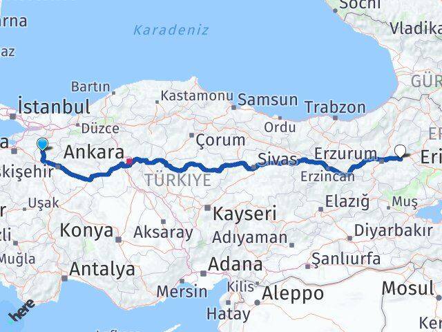 Bilecik Köprüköy Erzurum Arası Kaç Km - Yol Haritası