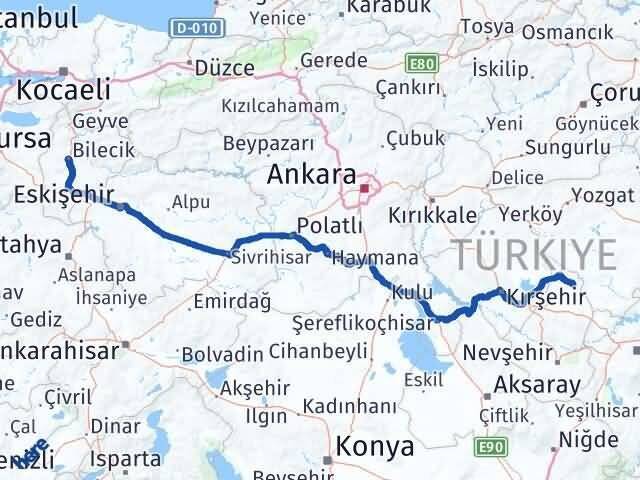 Bilecik Kozaklı Nevşehir Arası Kaç Km - Yol Haritası