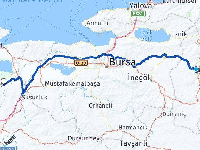 Bilecik Manyas Balıkesir Arası Kaç Km - Yol Haritası