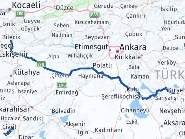 Bilecik Mucur Kırşehir Arası Kaç Km - Yol Haritası