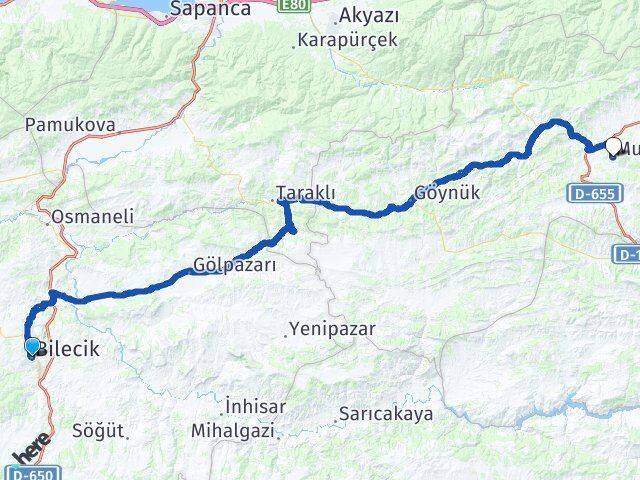 Bilecik Mudurnu Bolu Arası Kaç Km - Yol Haritası