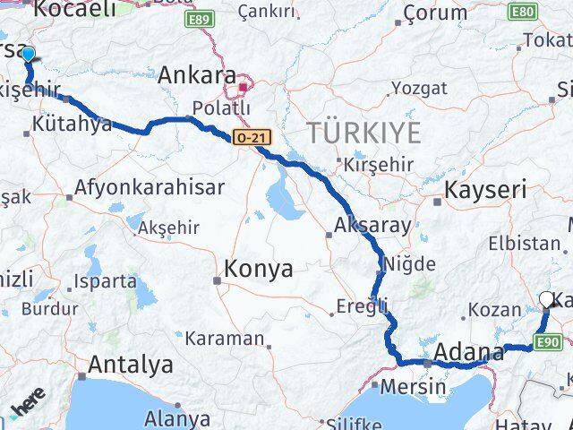 Bilecik Onikişubat Kahramanmaraş Arası Kaç Km - Yol Haritası