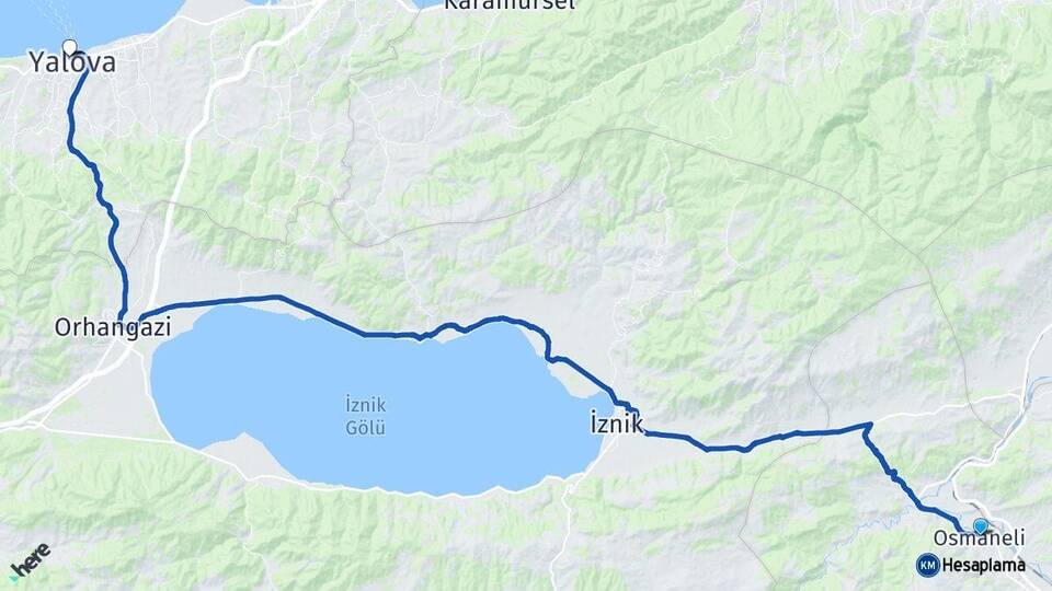 Bilecik Osmaneli Yalova Arası Kaç Km - Yol Haritası
