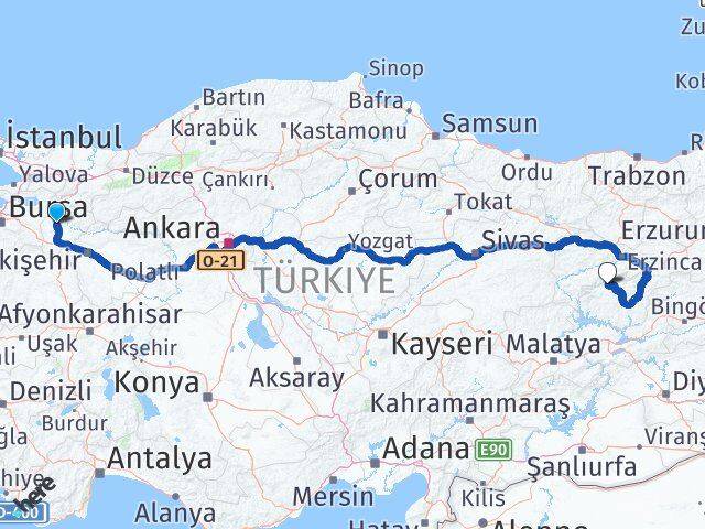 Bilecik Ovacık Tunceli Arası Kaç Km - Yol Haritası