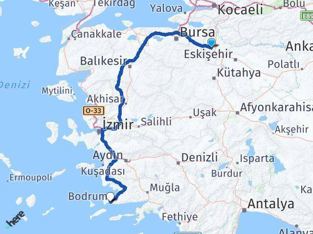 Bilecik Pazaryeri Bodrum Muğla Arası Kaç Km - Yol Haritası