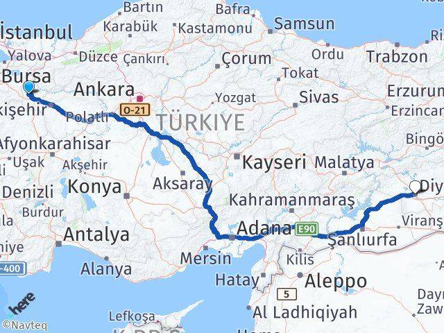 Bilecik Pazaryeri Diyarbakır Arası Kaç Km - Yol Haritası