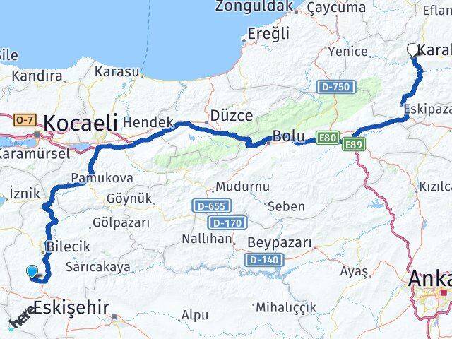 Bilecik Pazaryeri Karabük Arası Kaç Km - Yol Haritası