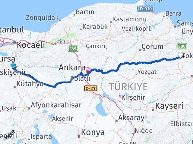 Bilecik Pazaryeri Tokat Arası Kaç Km - Yol Haritası
