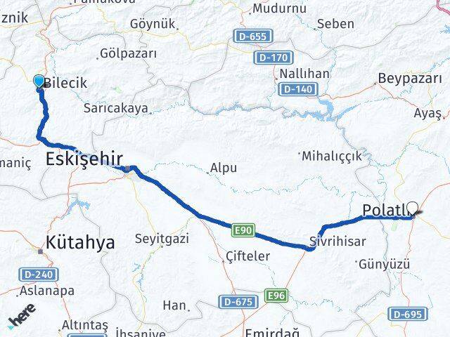 Bilecik Polatlı Ankara Arası Kaç Km - Yol Haritası
