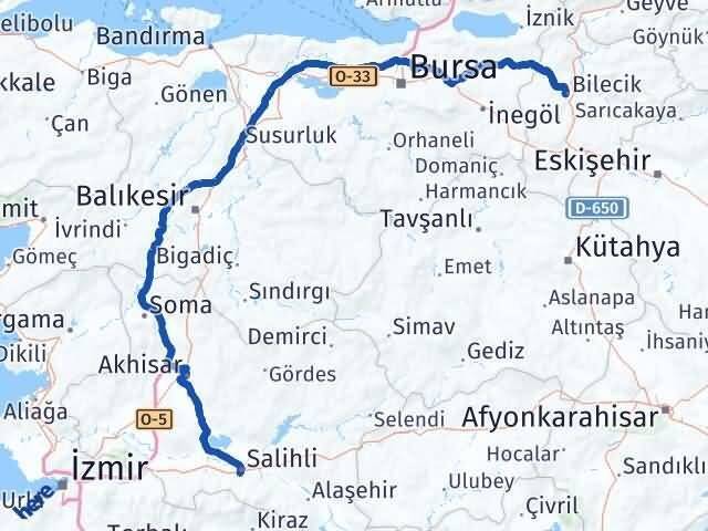 Bilecik Salihli Manisa Arası Kaç Km - Yol Haritası