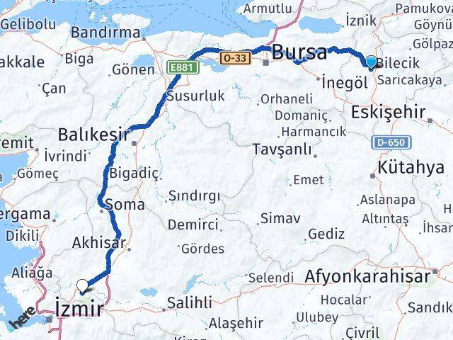 Bilecik Şehzadeler Manisa Arası Kaç Km - Yol Haritası