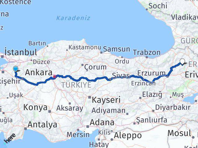 Bilecik Şenkaya Erzurum Arası Kaç Km - Yol Haritası