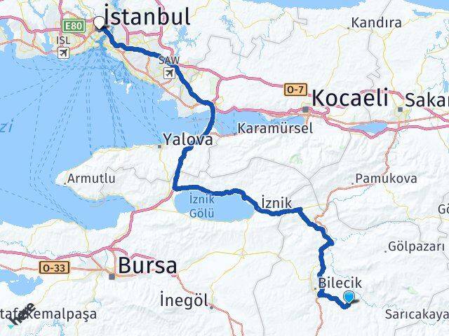 Bilecik Söğüt Küre İstanbul Arası Kaç Km - Yol Haritası