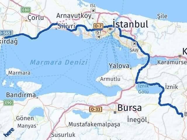 Bilecik Süleymanpaşa Tekirdağ Arası Kaç Km - Yol Haritası