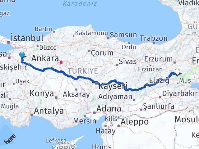 Bilecik Varto Muş Arası Kaç Km - Yol Haritası