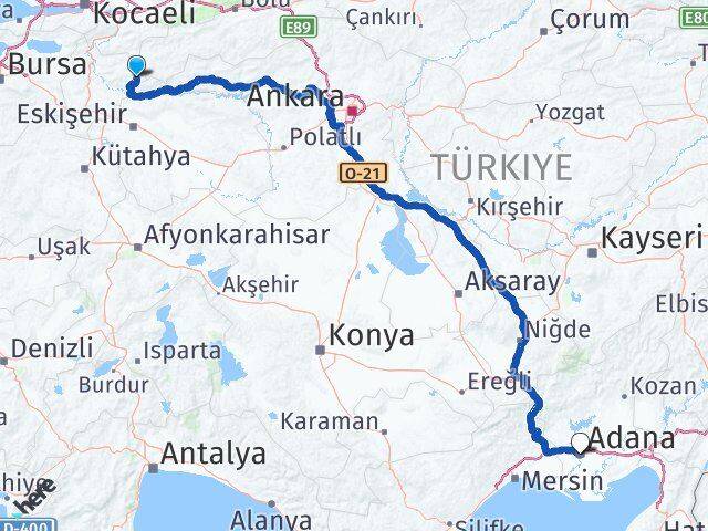 Bilecik Yenipazar Adana Arası Kaç Km - Yol Haritası