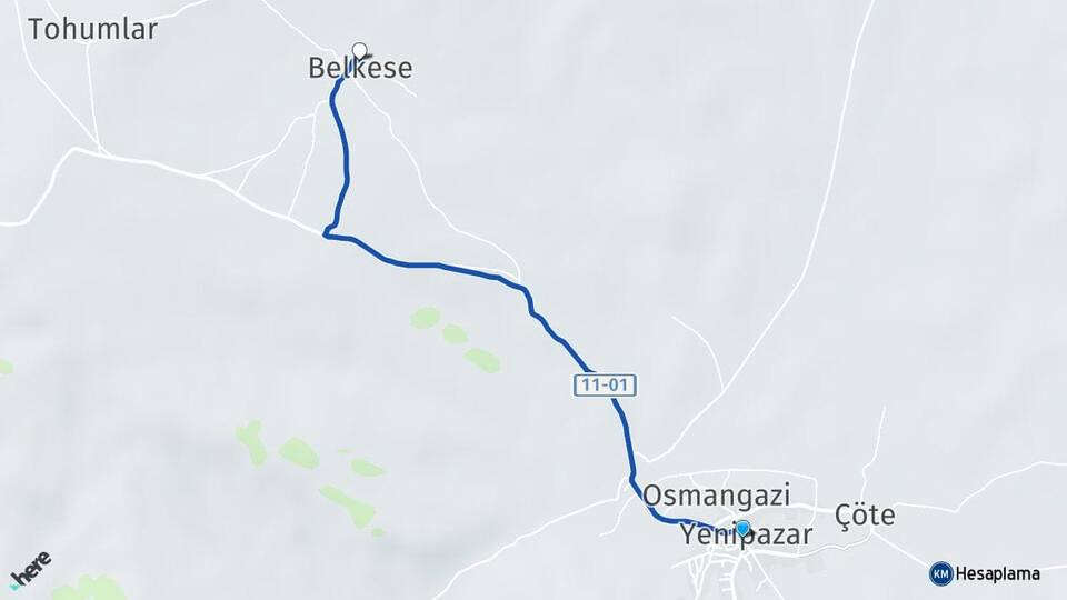 Bilecik Yenipazar Belkese Yenipazar Arası Kaç Km - Yol Haritası