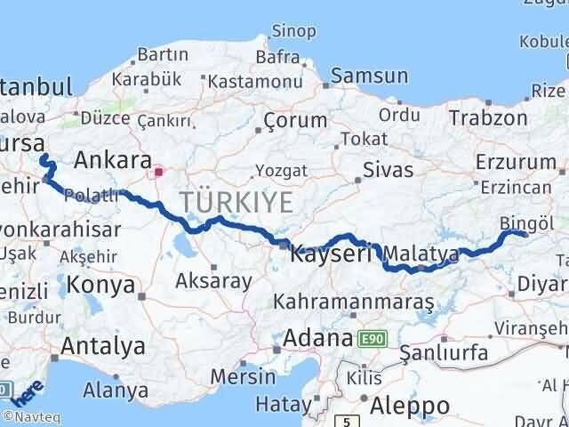Bilecik Yenipazar Bingöl Arası Kaç Km - Yol Haritası