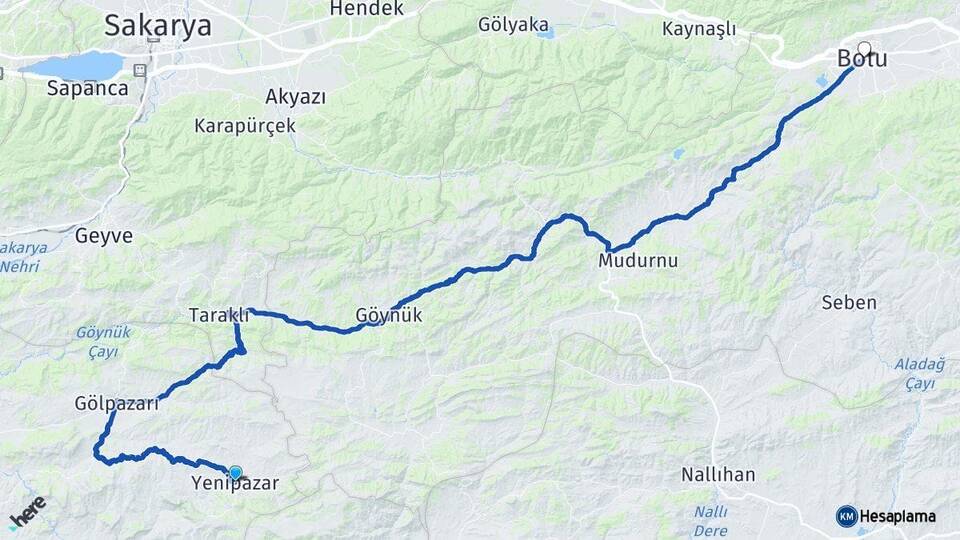 Bilecik Yenipazar Bolu Arası Kaç Km - Yol Haritası