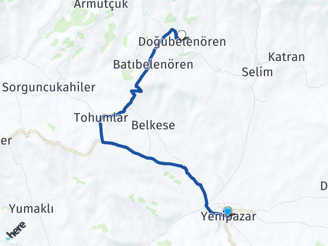 Bilecik Yenipazar Doğubelenören Yenipazar Arası Kaç Km - Yol Haritası