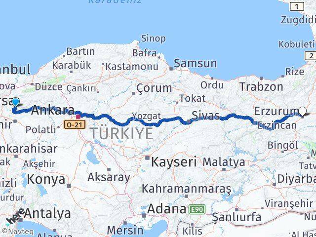 Bilecik Yenipazar Erzurum Arası Kaç Km - Yol Haritası
