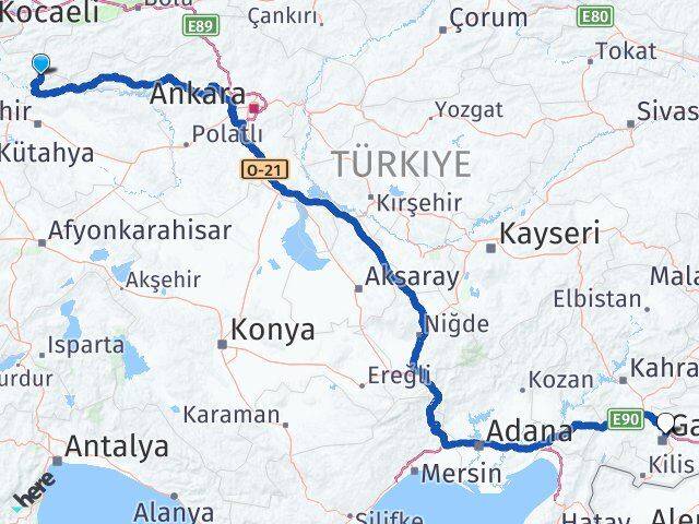 Bilecik Yenipazar Gaziantep Arası Kaç Km - Yol Haritası