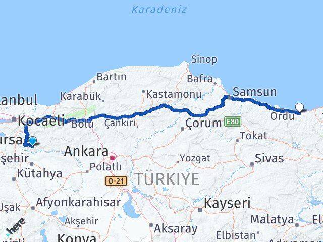 Bilecik Yenipazar Giresun Arası Kaç Km - Yol Haritası